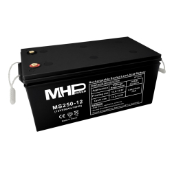 Baterie MHP 12V  250Ah, AGM záložní olověný akumulátor, životnost 5 let.