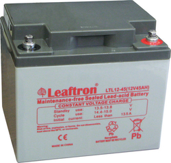 Baterie LTL 12V  45Ah, AGM záložní olověný akumulátor s životnostní 7-10 let. Pro 10 hodin chodu čerpadla 25W