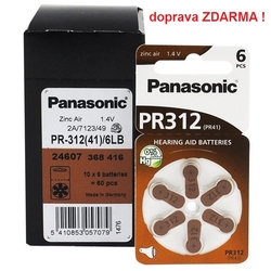 Baterie do naslouchadel PANASONIC PR312 / PR41, MASTERPACK 20 (120ks)