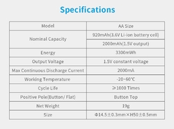 XTAR AA R6/3300mWh Li-Ion 1,5V/2000mAh (max.2A)