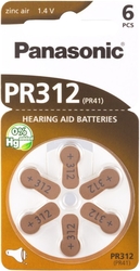 Baterie do naslouchadel PANASONIC PR312 / PR41, blistr 6ks.