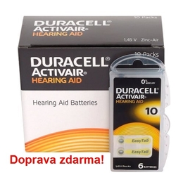 Baterie do naslouchadel DURACELL DA10 / PR70, MASTERPACK 20 (120ks)