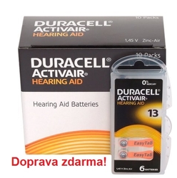 Baterie do naslouchadel DURACELL DA13 / PR48, MASTERPACK 20 (120ks)