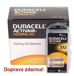 Baterie do naslouchadel DURACELL DA312 / PR41, MASTERPACK 20 (120ks)