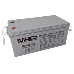 Baterie MHP 12V  250Ah, gelový trakční olověný akumulátor pro cyklický provoz, životnost 10-12 let