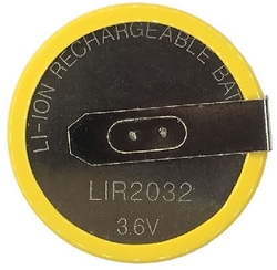 LIR2032 Panasonic, akumulátor s vývody 1+1 horizontal v úhlu 180°, lithium 3,6V  40mAh