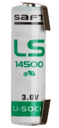 SAFT LS 14500 lithium 3,6V  (AA) páskové vývody U
