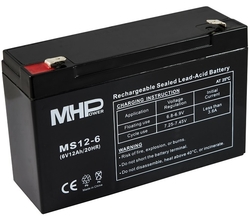 Baterie 6V 2Ah, AGM záložní olověný akumulátor pro UPS, EPS, alarm a nouzové osvětlení