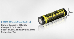 Nabíjecí baterie 14500 AA XTAR Li-Ion 3,7V  800mAh s PCB