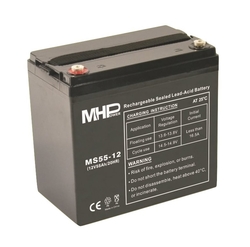 Baterie MHP 12V  55Ah, AGM záložní olověný akumulátor, životnost 5 let.