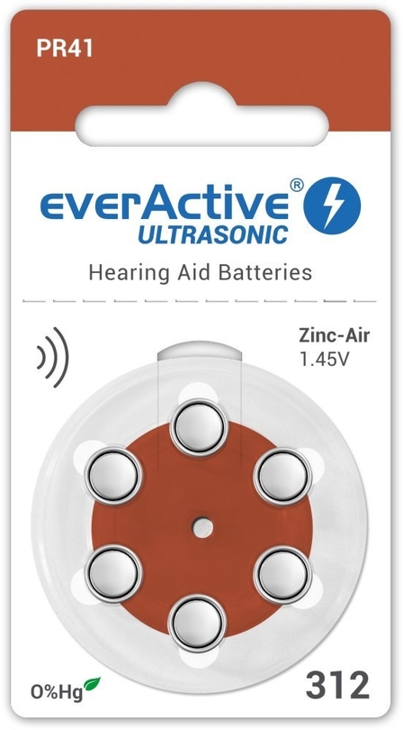 AKCE ULTRASONIC PR312 / PR41 baterie do naslouchadel. Balení 5 BL