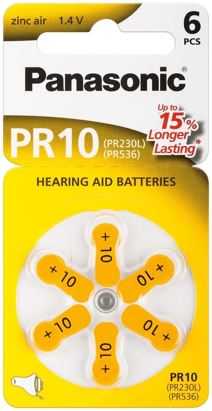 Baterie do naslouchadel PANASONIC PR10 / PR70, blistr 6ks.