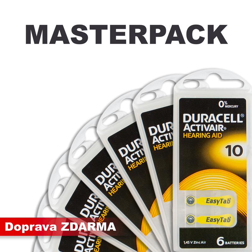 Baterie do naslouchadel DURACELL DA10 / PR70, MASTERPACK 20 (120ks)