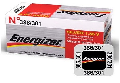 386  ENERGIZER silver-oxid, 301/SR43/SR1142/G12/12GA (11,6x4,2mm) 1,55V