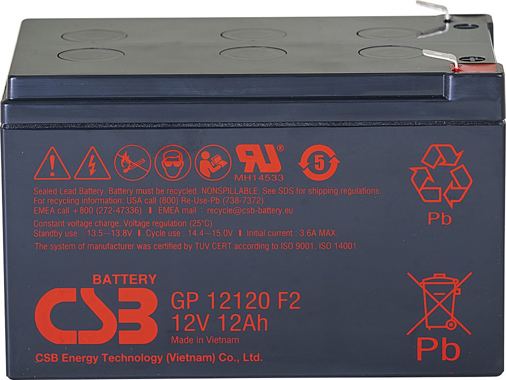 Baterie 12V  12Ah, AGM záložní olověný akumulátor CSB (Pb)