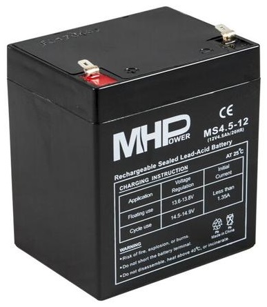 Baterie 12V  4,5Ah, AGM záložní olověný akumulátor pro UPS, EPS, alarm a nouzové osvětlení