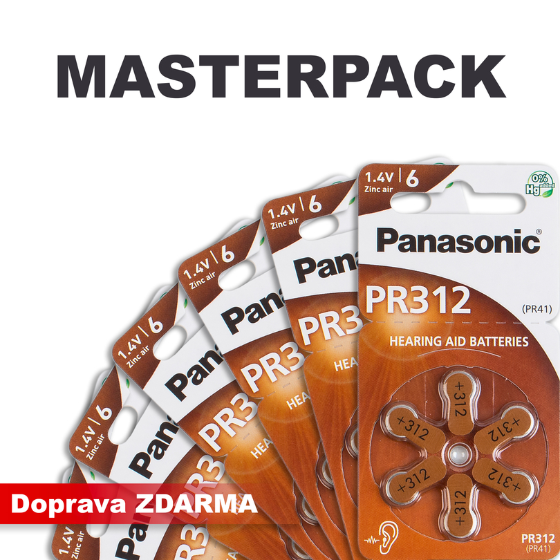 Baterie do naslouchadel PANASONIC PR312 / PR41, MASTERPACK 50 (3