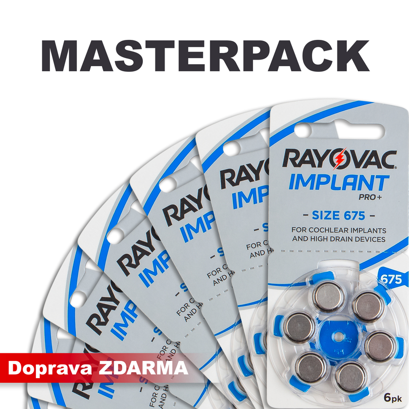 Baterie pro sluchové procesory RAYOVAC 675 / PR44 IMPLANT Pro+, MASTERPACK 20 (120ks)