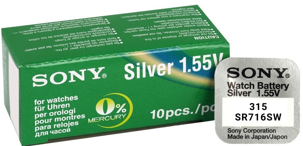315  MURATA/SONY silver-oxid, 314/SR67/SR716 (7,9x1,6mm) 1,55V