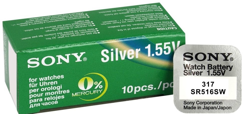317  MURATA/SONY silver-oxid, SR62/SR516 (5,8x1,6mm) 1,55V