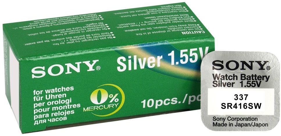 337  MURATA/SONY silver-oxid, SR416 (4,8x1,6mm) 1,55V