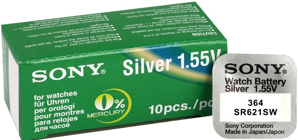 364  MURATA/SONY silver-oxid, 363/SR60/SR621SW (6,8x2,1mm) 1,55V