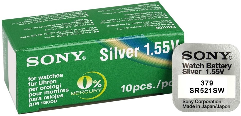 379  MURATA/SONY silver-oxid, SR63/SR521 (5,8x2,1mm) 1,55V