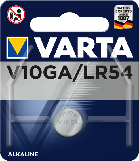 10GA  VARTA alkaline 1,5V; 10A, LR54 1130, 389, 189 (11,6 x 3,1mm)