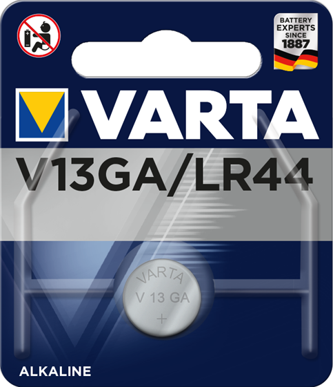 13GA  VARTA alkaline 1,5V; 44A, LR44, 357  (11,6 x 5,4mm)