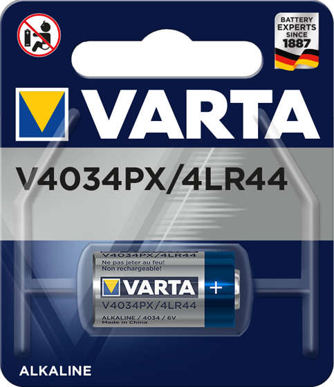 4034PX  VARTA alkaline 6V, 28A, 4LR44, 544A, 476A