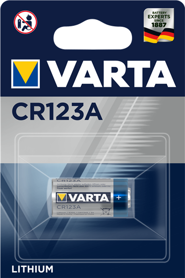 CR123A  VARTA lithium, 3V (CR17345, 2/3A, ER17335)